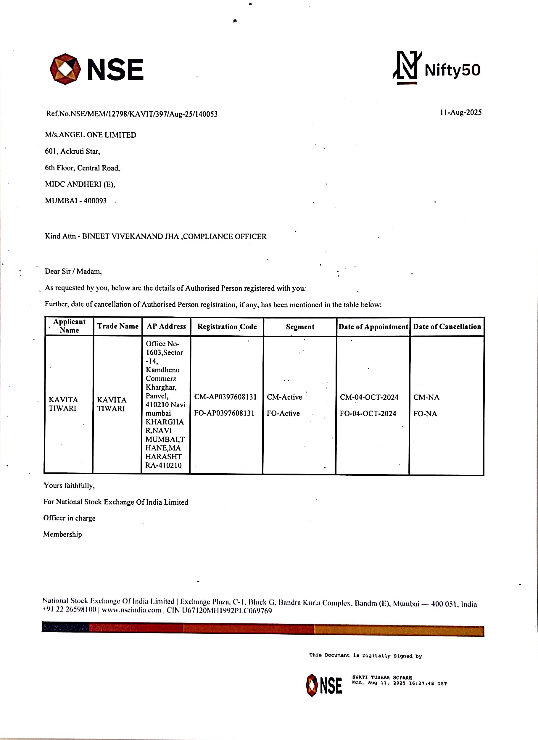 NSE CM & FO Certificate